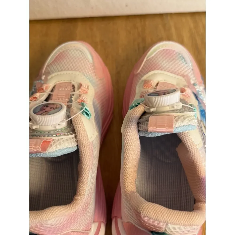 Disney Frozen Elsa Girls Sneakers Dial Lace Light Up Pink Size EU 32 New